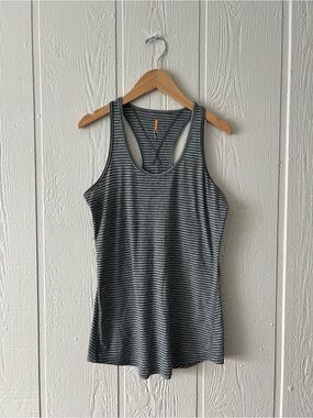 Lucy Activewear Gray Striped Racerback Workout Top